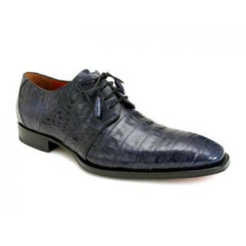 Mezlan "Kingman" Navy Blue Genuine All-Over Hornback Crocodile Shoes